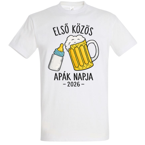 Első Közös Apák Napja 2026 – Sörös és Cumisüveges Póló