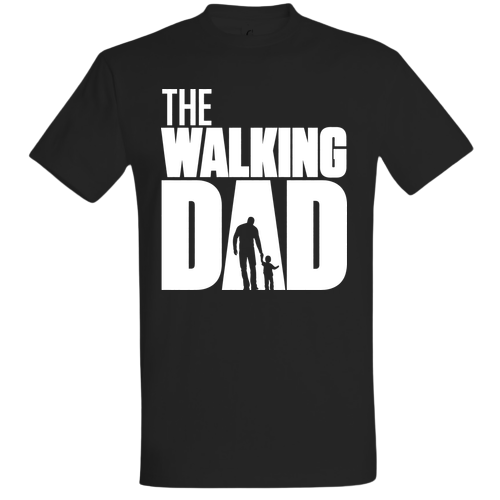 Tricou The Walking Dad – Siluetă Neagră, cu Tată și Copil
